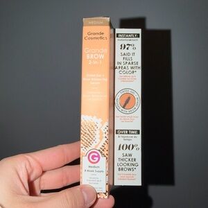 GrandeBROW 2-in-1 Tinted Gel + Brow Enhancing Serum - Medium (Peach Packaging)